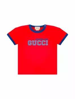 Хлопковая футболка с логотипом Gucci, красный