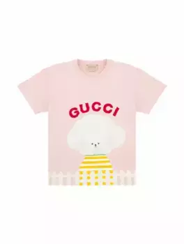 Хлопковая футболка с логотипом Gucci, розовый