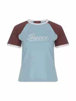 Хлопковая футболка с логотипом Gucci, синий