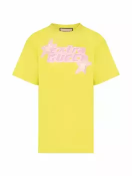 Хлопковая футболка с логотипом Gucci, жёлтый