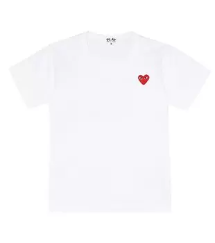 Хлопковая футболка с логотипом Heart Comme des Garons Play, белый