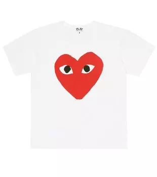 Хлопковая футболка с логотипом Heart Comme des Garons Play, белый