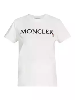 Хлопковая футболка с логотипом и короткими рукавами Moncler, белый