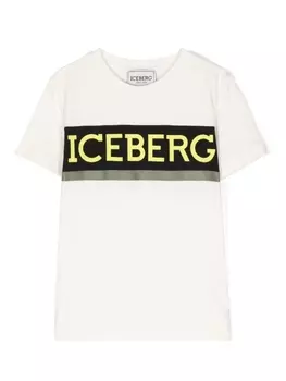 Хлопковая футболка с логотипом Iceberg Kids, белый