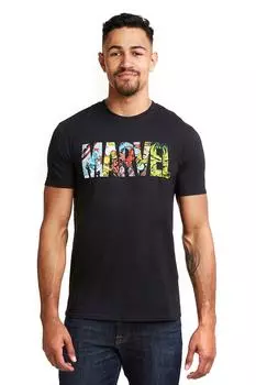 Хлопковая футболка с логотипом комиксов Marvel, черный