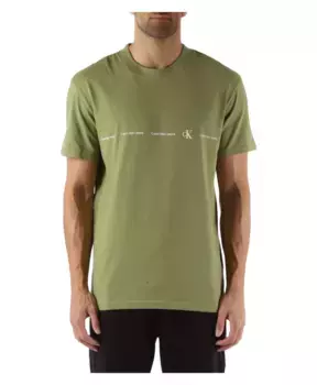 Хлопковая футболка с логотипом круглым вырезом короткими рукавами Calvin Klein Jeans, зеленый