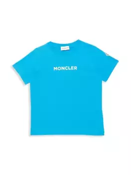 Хлопковая футболка с логотипом Little Kid's & Kid's Moncler, синий