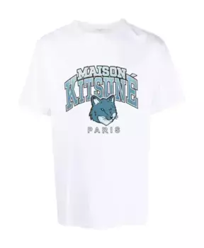 Хлопковая футболка с логотипом Maison Kitsun, белый