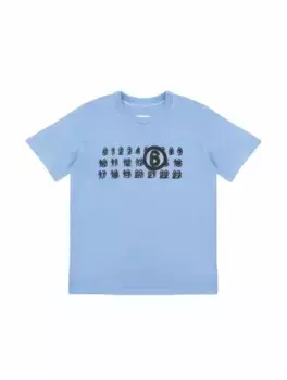 Хлопковая футболка с логотипом MM6 MAISON MARGIELA, синий