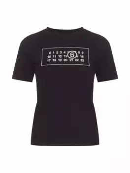 Хлопковая футболка с логотипом MM6 MAISON MARGIELA, черный
