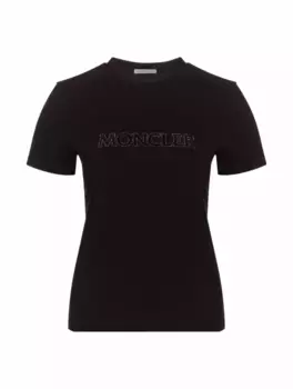 Хлопковая футболка с логотипом Moncler, черный