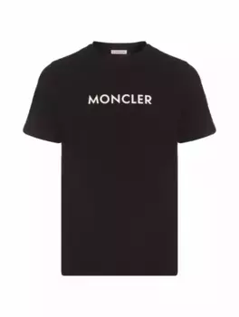 Хлопковая футболка с логотипом Moncler, черный