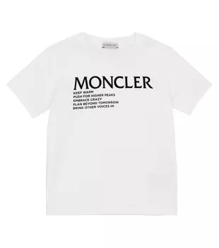 Хлопковая футболка с логотипом Moncler Enfant, белый