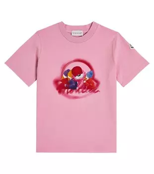 Хлопковая футболка с логотипом Moncler Enfant, розовый