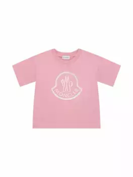 Хлопковая футболка с логотипом Moncler, розовый