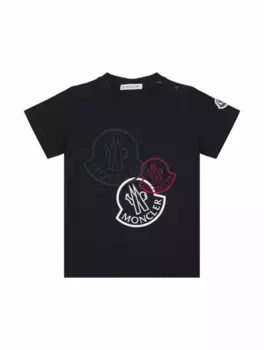 Хлопковая футболка с логотипом Moncler, тёмно-синий