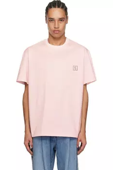 Хлопковая футболка с логотипом на спине Wooyoungmi, розовый