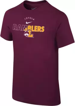 Хлопковая футболка с логотипом Nike Youth Loyola-Chicago Ramblers Maroon Core
