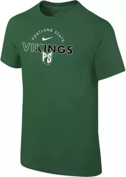 Хлопковая футболка с логотипом Nike Youth Portland State Vikings Green Core
