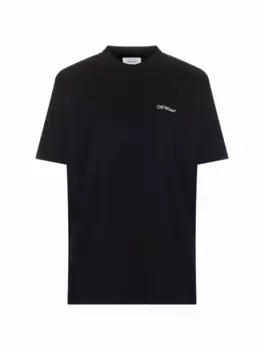 Хлопковая футболка с логотипом Off-White, черный