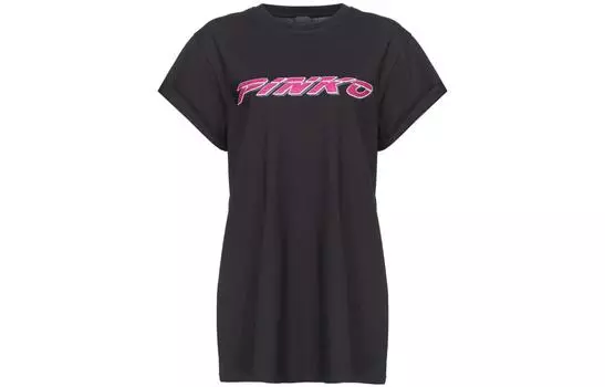 Хлопковая футболка с логотипом PINKO, черный