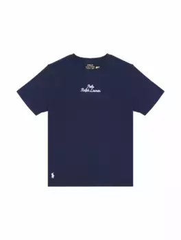 Хлопковая футболка с логотипом Ralph Lauren, тёмно-синий