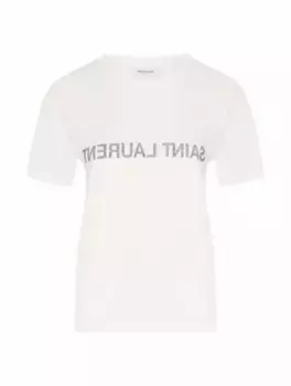 Хлопковая футболка с логотипом Saint Laurent, белый