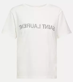 Хлопковая футболка с логотипом SAINT LAURENT, белый