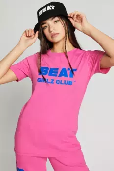 Хлопковая футболка с логотипом Salto Beat Girlz Club, розовый