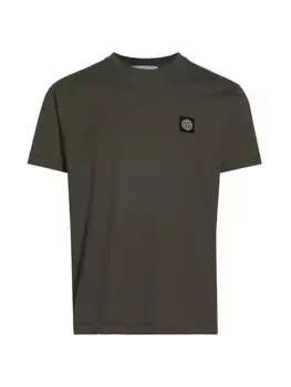 Хлопковая футболка с логотипом Stone Island, оливковый