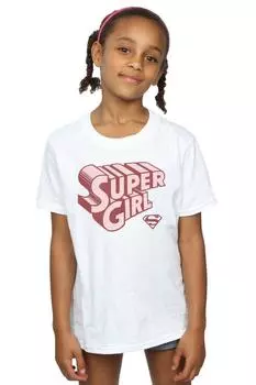 Хлопковая футболка с логотипом Supergirl в стиле ретро DC Comics, белый