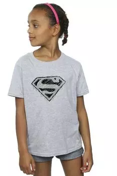 Хлопковая футболка с логотипом Супермена DC Comics, серый