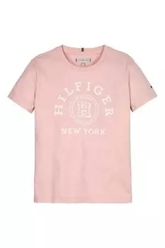 Хлопковая футболка с логотипом Tommy Hilfiger, розовый