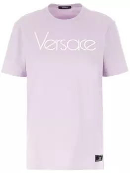 Хлопковая футболка с логотипом Versace, фиолетовый