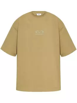 Хлопковая футболка с логотипом VETEMENTS, нейтральный цвет