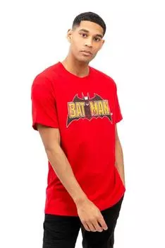 Хлопковая футболка с логотипом Vintage Bat DC Comics, красный