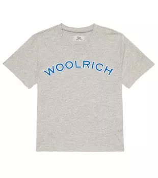 Хлопковая футболка с логотипом Woolrich, серый