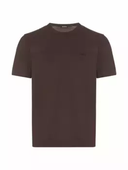Хлопковая футболка с логотипом Zegna, коричневый