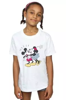 Хлопковая футболка с Микки и Минни Маус «Поцелуй» Disney, белый