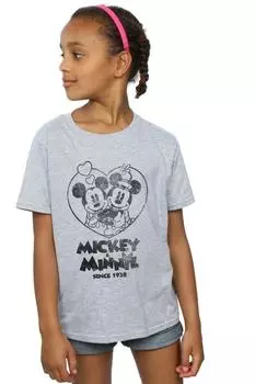 Хлопковая футболка с Микки и Минни Маус с 1928 года Disney, серый