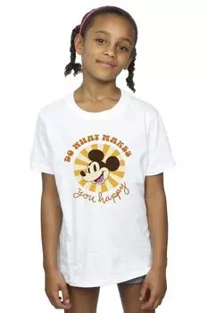 Хлопковая футболка с Микки Маусом «Делай то, что делает тебя счастливым» Disney, белый