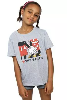 Хлопковая футболка с Микки Маусом Heart The Earth Disney, серый