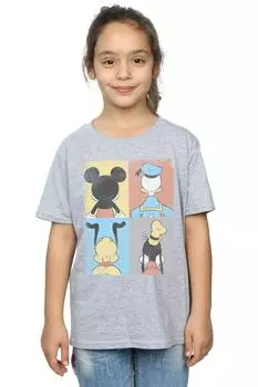Хлопковая футболка с Микки Маусом и четырьмя спинами Disney, серый