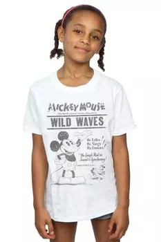 Хлопковая футболка с Микки Маусом, создающим волны Disney, белый