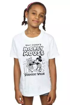 Хлопковая футболка с Микки Маусом Steamboat Willie Disney, белый