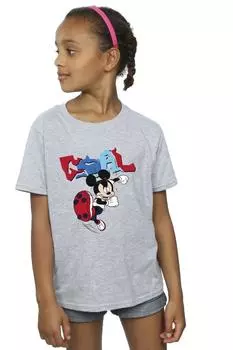 Хлопковая футболка с Микки Маусом в позе нападающего Disney, серый