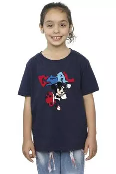 Хлопковая футболка с Микки Маусом в позе нападающего Disney, темно-синий