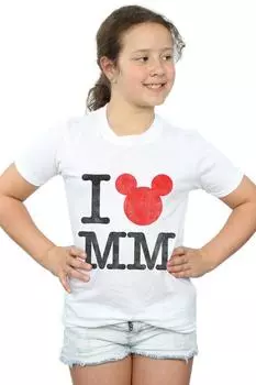 Хлопковая футболка с Микки Маусом «Я люблю Микки» Disney, белый