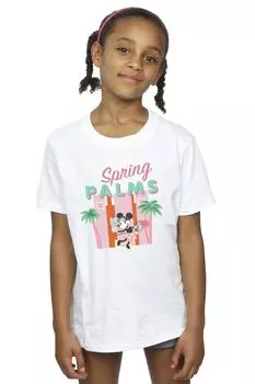 Хлопковая футболка с Минни Маус «Весенние пальмы» Disney, белый