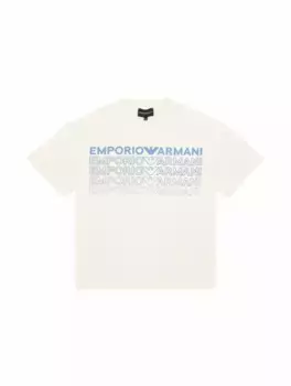 Хлопковая футболка с монограммой EMPORIO ARMANI, бежевый
